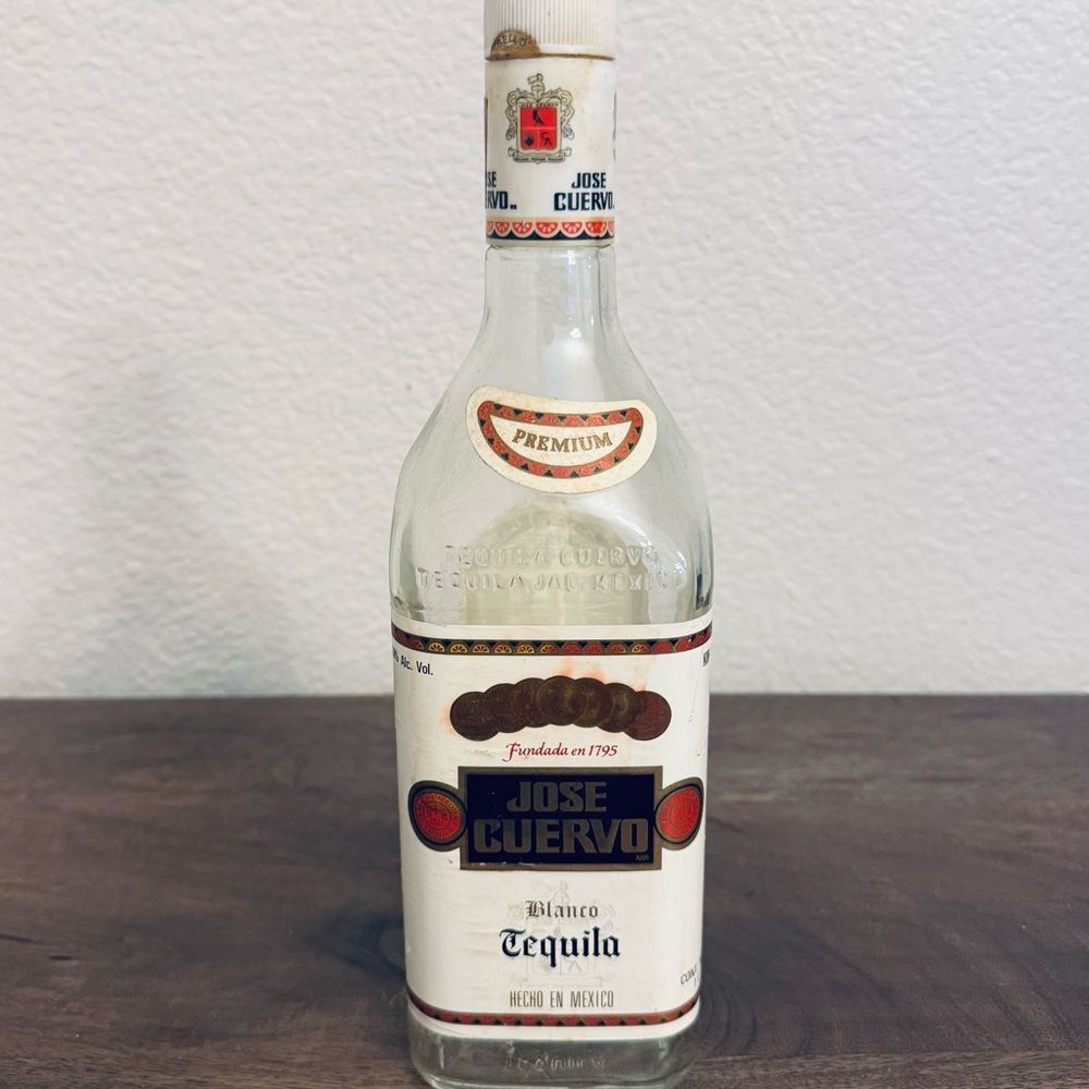 Vintage Jose Cuervo Tequila Blanco Glass Bottle